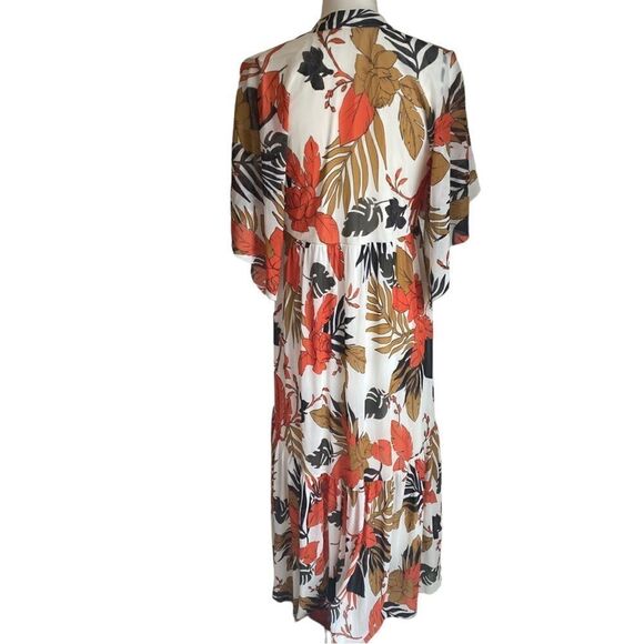 Fuzzi V Neck Leaf Print Dress Size Large - Picture 3 of 7